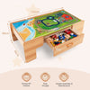 100-Piece Train Set Table Kids Activity Table with Storage Drawer-Natural