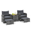 5 Piece Wicker Patio Furniture Set Outdoor Conversation Set-Grey