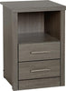 Grey Wood Grain 2 Drawer Bedside Chest W40cm X D40cm X H61cm LACEY