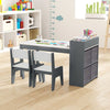 Kids Art Table&Chairs Set Wooden Kids Craft Study Desk w/Storage-Grey