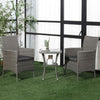 Rattan Bistro Set Garden Chair Table Patio Outdoor, Light Grey