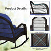 Outdoor Wicker Rocking Chair Patio Rattan Rocker w/ Cushions Navy