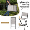 Set of 4 Folding Bar Height Stool Outdoor Bar Chair w/ Footrest Grey