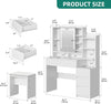 Dressing Table with LED Lights Mirror Stool 5 Drawers Vanity Makeup Desk Bedroom
