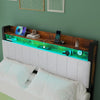 Double Size Bed Frame Metal Bed Platform LED Lights Headboard & 4 Storage Drawer