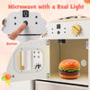 Toy Kitchen Set Kids Pretend Play Kitchen with Lighted Microwave-White