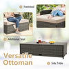 Patio Rattan Daybed Set w/Footstool & Storage-Brown