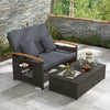 Rattan Woven Loveseat Outdoor Wicker Daybed-Grey