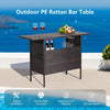 All Weather Patio Bar Height Table with 2-Rail metal Stemware Racks