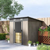 Outdoor Garden Storage Shed for Patio Bike Grey Wood Grain Sloped Roof