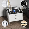 LED Bedside Table with 2 Drawers Wireless Charging Side Cabinet Nightstand