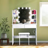 White Dressing Table With Hollywood LED Mirror and Stool Vanity Makeup Desk