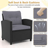 3 Piece Patio Furniture Set Rattan Conversation Set w/ Soft Seat-Grey