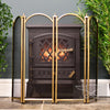 Deluxe Dynasty Four Fold Fire Screen in Polished Brass