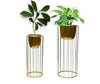 Gold Set of 2 Planter Pots with Metal Stands/Plant Pot for Indoor/Outdoor Flower