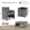 5 Piece Wicker Patio Furniture Set Outdoor Conversation Set-Grey