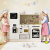 Toy Kitchen Set Kids Pretend Play Kitchen with Lighted Microwave-White