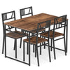 5 Pcs Dining Table Set Industrial-Style Kitchen Table & 4 Chairs-Coffee