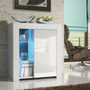 Modern White Sideboard Cabinet with LED Light, Storage & Adjustable Shelf