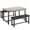 Dining Set for 4 Wood Top Table and 2 PU Leather Upholstered Bench Small Kitchen