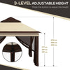 3 x 3(m) Pop Up Gazebo Tent with Netting, Height Adjustable, Beige
