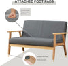2 Seater Sofa with Sturdy Wood Frame Linen Fabric Small Couch Armchair Wooden