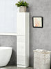 Gloss White Tall Bathroom Cabinet High Slim Narrow Cupboard Storage Unit