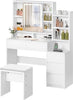 Dressing Table with LED Lights Mirror Stool 5 Drawers Vanity Makeup Desk Bedroom