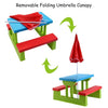 Indoor & Outdoor Colorful Picnic Table and Benches w/Removable Umbrella-Red