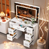 Large Dressing Table with 7 Drawers LED Dimmer Mirrow Makeup Desk Vanity Morden