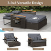 Outdoor Wicker Daybed Rattan Woven Loveseat w/Folding Panels-Grey