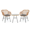 Patio conversation set 3 Pieces Patio Bistro Set with Soft Seat Cushions-Grey