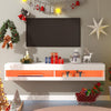 Floating TV Unit Cabinet Wall Mounted TV Stand High Gloss Front With LED Lights