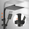 Bathroom Thermostatic Mixer Shower Set Square Black Twin Head Exposed Valve