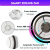 RGB LED Ceiling Fan With Lights Smart Remote Control APP Control Timing Dimmable