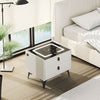 LED Bedside Table with 2 Drawers Wireless Charging Side Cabinet Nightstand White
