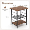 3-Tier Side Table Set of 2 Industrial End Table-Brown