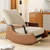 Upholstered Rocking Recliner Chair w/Footrest–High Back Adjust Lounge Armchair