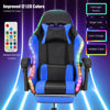 Gaming Chair with Bluetooth Speakers RGB LED Lights & Reclining Footrest Blue