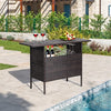 Outdoor Wicker Bar Table Rattan Bar Counter Table for Backyard
