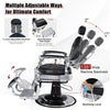 Reclined Salon Chair Vintage Barber Chair W/ Adjustable Height-Black