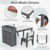 Kids Art Table&Chairs Set Wooden Kids Craft Study Desk w/Storage-Grey
