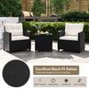 Rattan Conversation Set 3 Piece Patio Furniture Set w/ Back Cushions-White