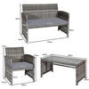 PE Rattan 4 Pieces Patio Furniture Set w/ Cushions-Grey