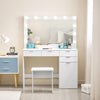 Dressing Table With Led Mirror Drawers Stool Set Makeup Desk Vanity Table Lights