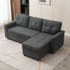 New 3 Seater Pull-Out Reversible Chaise Sofa Bed with Storage,Grey Linen Fabric