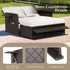 Patio Rattan Daybed Set Wicker Loveseat Sofa w/ Footstool-White