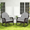 Patio Rattan Rocker w/ Seat Back Cushions & Waist Pillow Grey