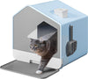 Enclosed Cat Litter Box Tray Cats Toilet with Lid Hood Scoop Pet Furniture