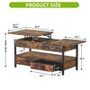 Lift Top Coffee Table with Storage Shelf 2 Drawers LED Light for Living Room